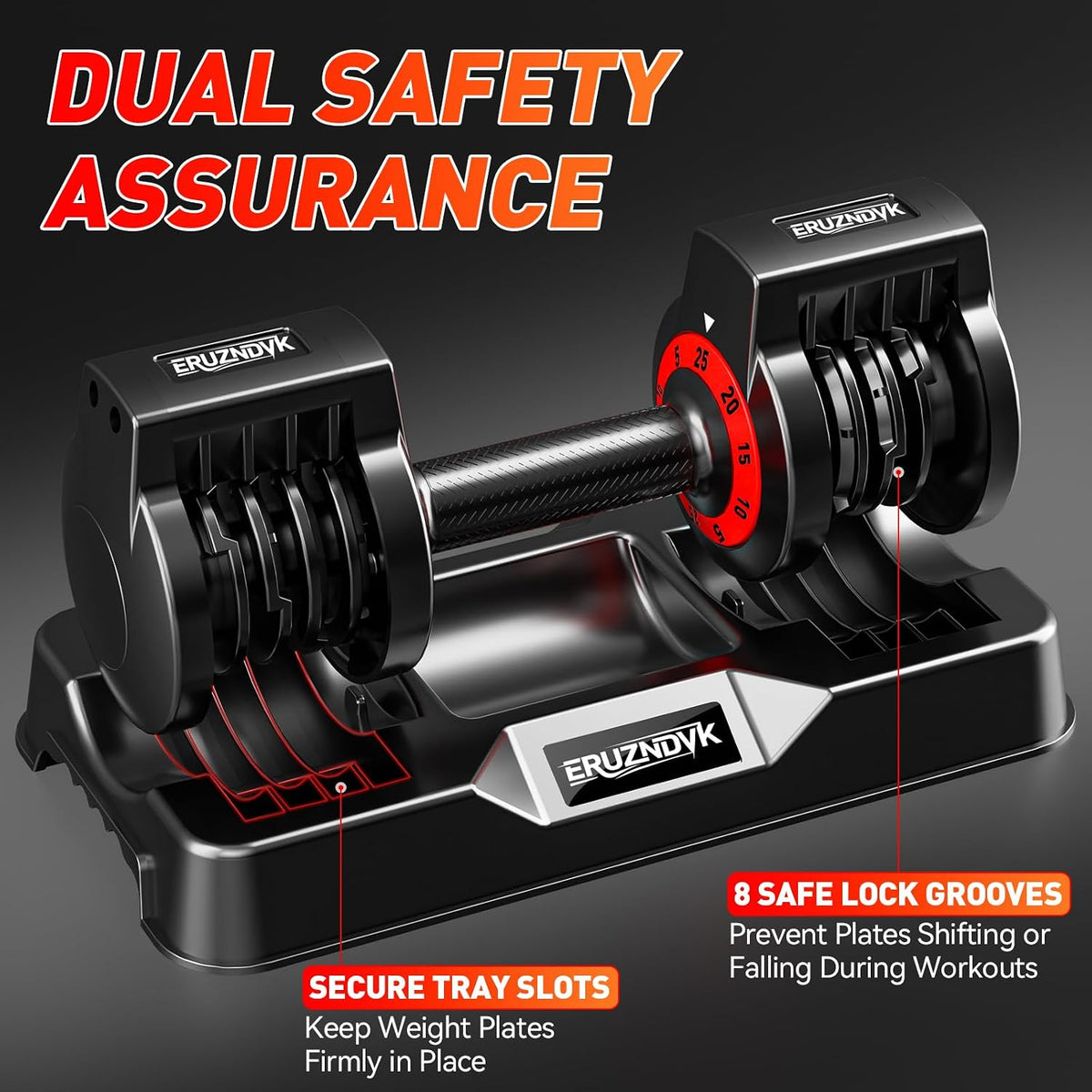 25/50lbs Adjustable Dumbbell Set of 2, 5-in-1 Free Weights Set