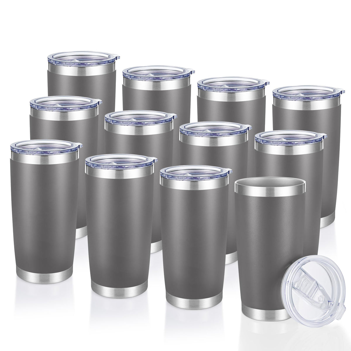 20 oz Tumblers Bulk Stainless Steel Tumbler with Lid, 12 Pack