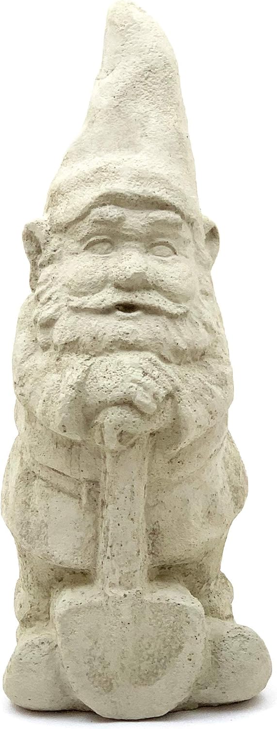 Vintage Garden Gnomes (Set/5): Durable Solid Stone Statues with Aged Texture. Sealed for Outdoor Use. Handcrafted USA. (Classic/Whitish)