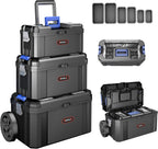 AIRAJ 3 In 1 Rolling Tool Box with Wheels, Stackable Tool Box,17 +19 +21 In