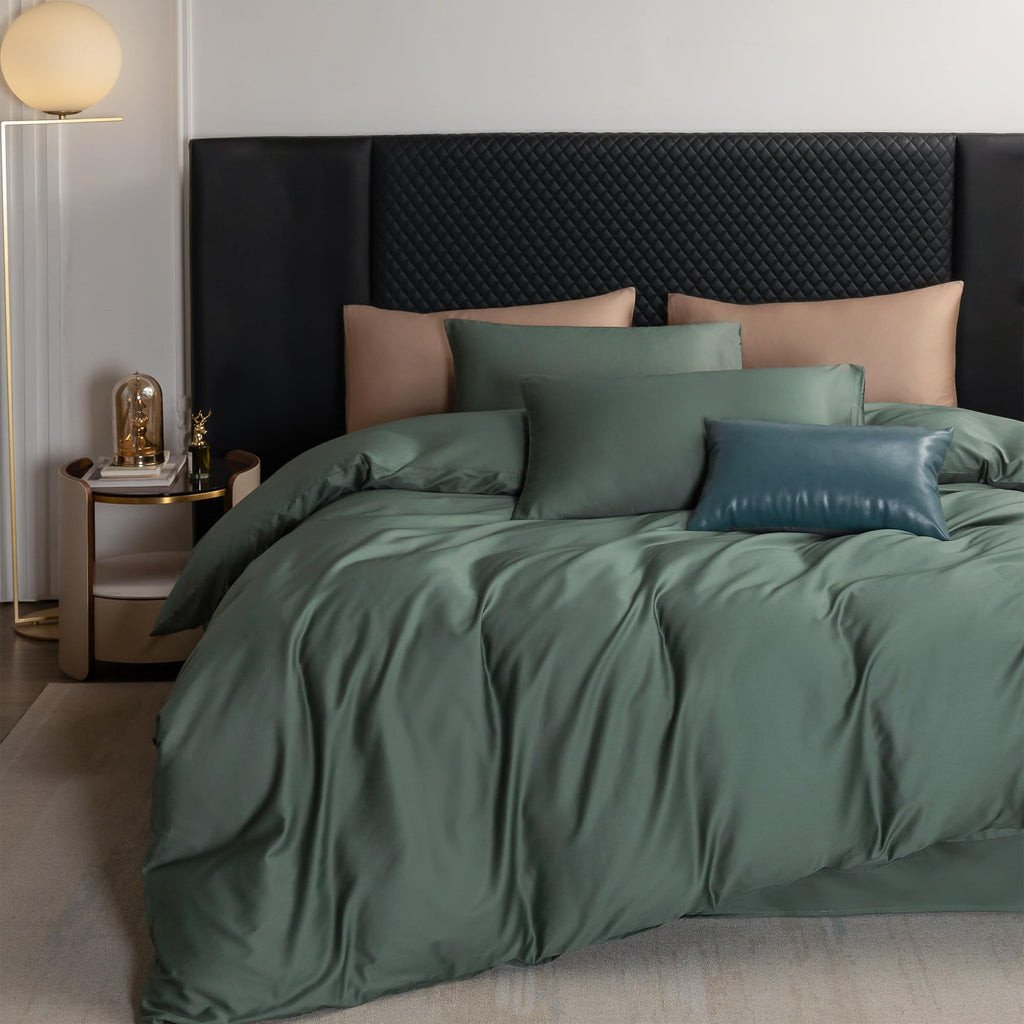 MooMee Queen Duvet Cover Set 100% Extra Long Staple Cotton Cooling Bedding