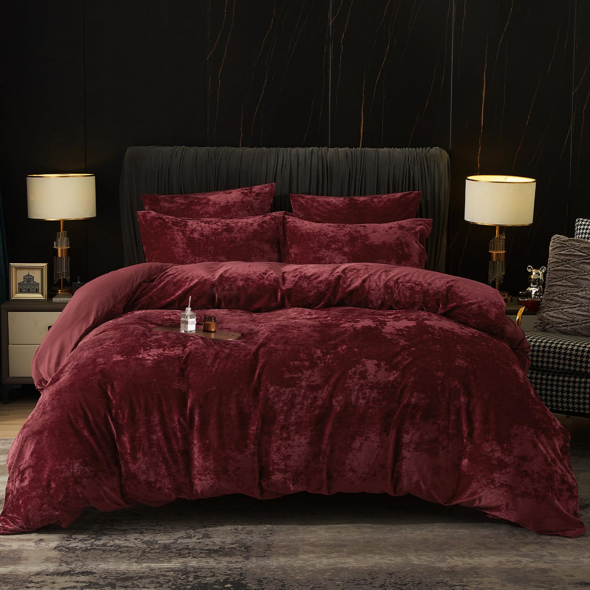 PHF Luxury Velvet Duvet Cover Set King Size, 3pcs 104" x 90", Cub
