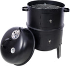 16-Inch Vertical Charcoal Smoker Grill, 3-in-1 BBQ Smoker & Grill with Thermometer, Dual Doors, Adjustable Vents, Portable Outdoor Cooker for Camping & Backyard
