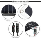 200W 12V (2pcs 100W) Flexible Monocrystalline Solar Panel with Solar Cable Waterproof Photovoltaic Module for Non-Flat Surface