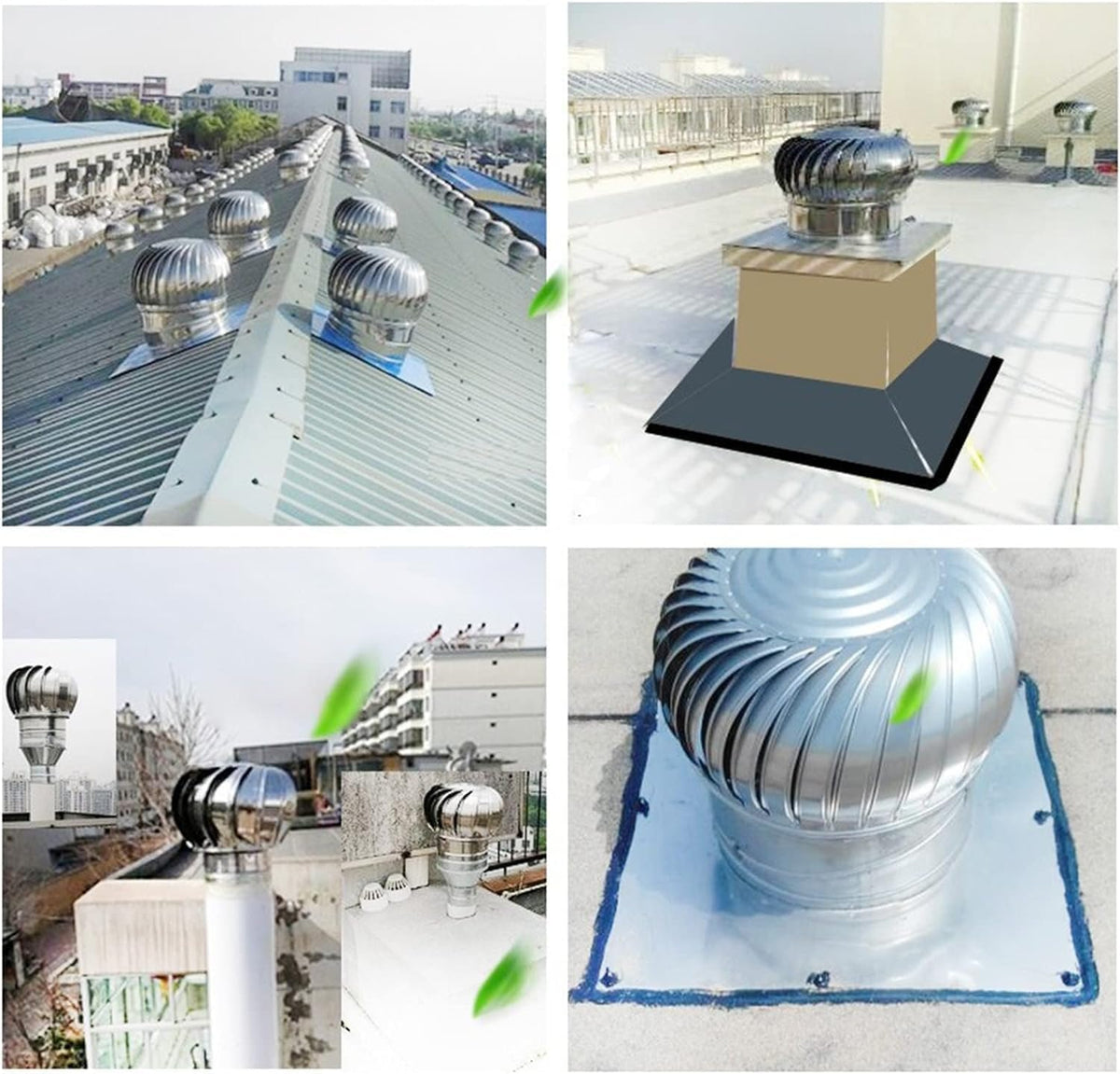 Chimney Rotating Ventilator Cap,Turbine Ventilator,304 Stainless Steel with Clamp Rotating Chimney Cowl Cap Fits Most Standard Chimney Pots Improves Indoor Air & Ventilation ,Silver,100mm/3.9in