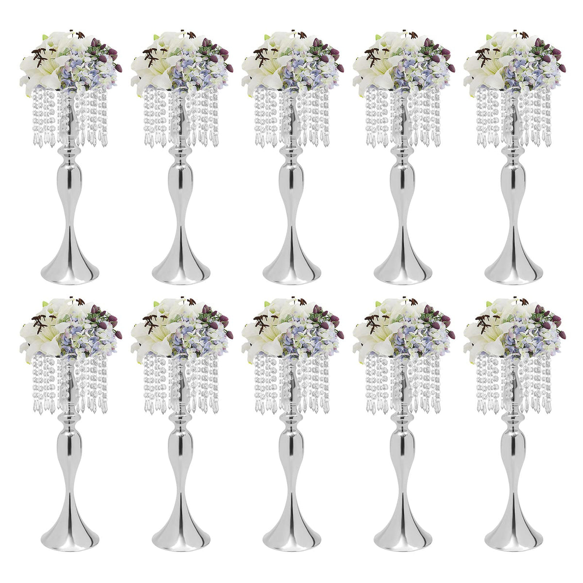 Wedding Centerpieces Gold Vases,10PCS Metal Flower Candle Holder,Wedding Vase for Tables,Crystal Flower Vase Metal Flowers Stand for Party Tables Decorations