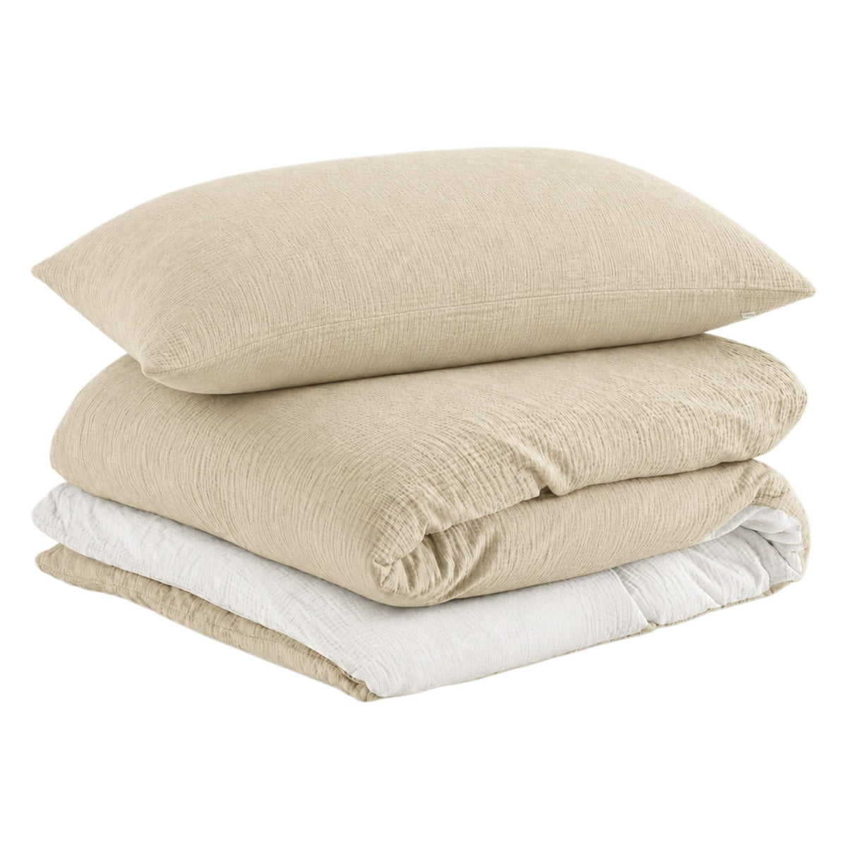 EMME Muslin Cotton Duvet Cover Set Linen Like Cream White King