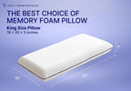 Vaverto King Size Memory Foam Pillows - Firm Pillow - King Size 2-Pack