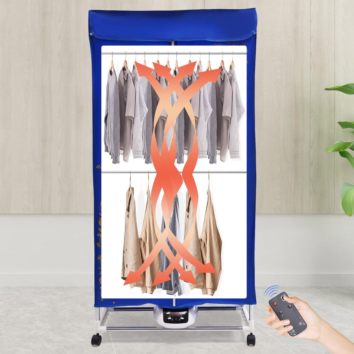 Portable Clothes Dryer, 59Inch-2 Tier Foldable Clothes Dryers Rack, 1500W-110V Portable Clothes Dryer, Heating Electric Dryer, Low Noise, Waterproof Cover for Apartment, Indoor, Travel, RV