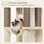 Globlazer F65D Corner Cat Tree Tower with Scratching Posts, Beige