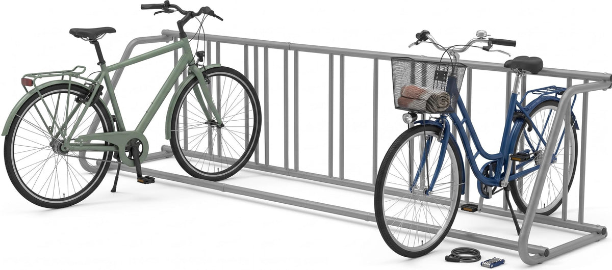 Heavy Duty 12-Bike Floor Rack – Single-Sided Freestanding Metal Stand – 147" Grid Design – for Garage, Indoor, Outdoor Cycle Parking – Easy Assembly – Bike Holder for Events
