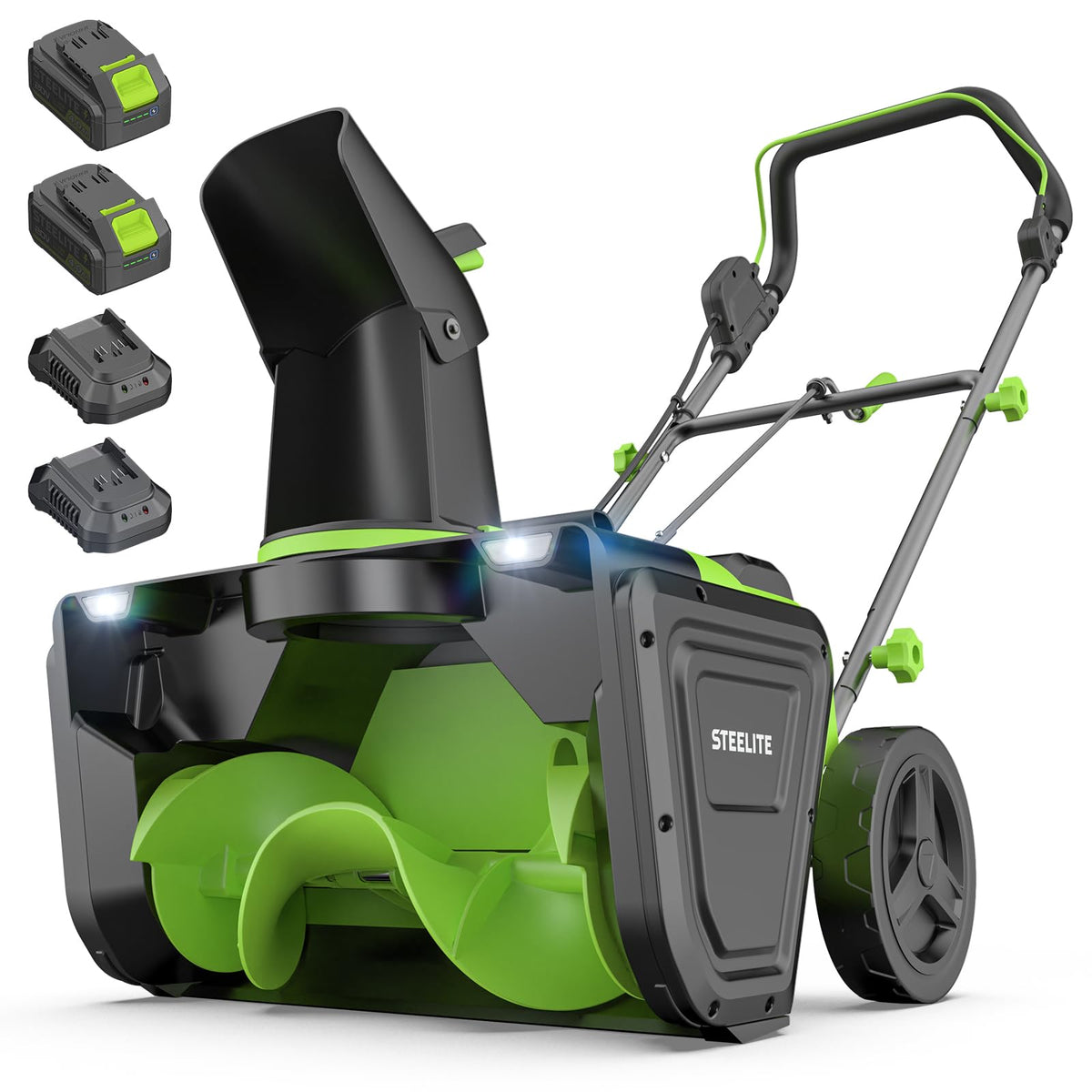 STEELITE 20 Inch Corded Electric Snow Blower, 15 Amp, Dual LED Lights, Adjustable Chute
