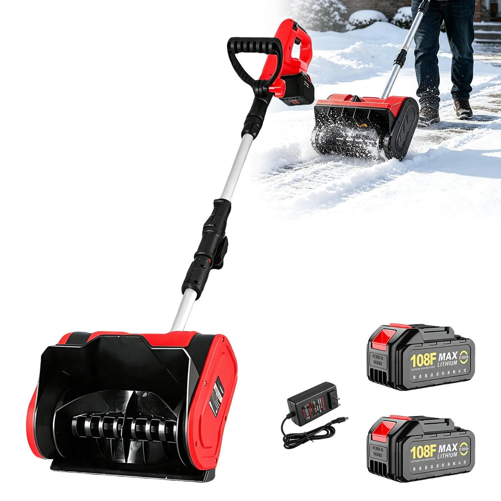 Battery Powered Snow Shovel Portable Snow Blower 6.0AH-Red
