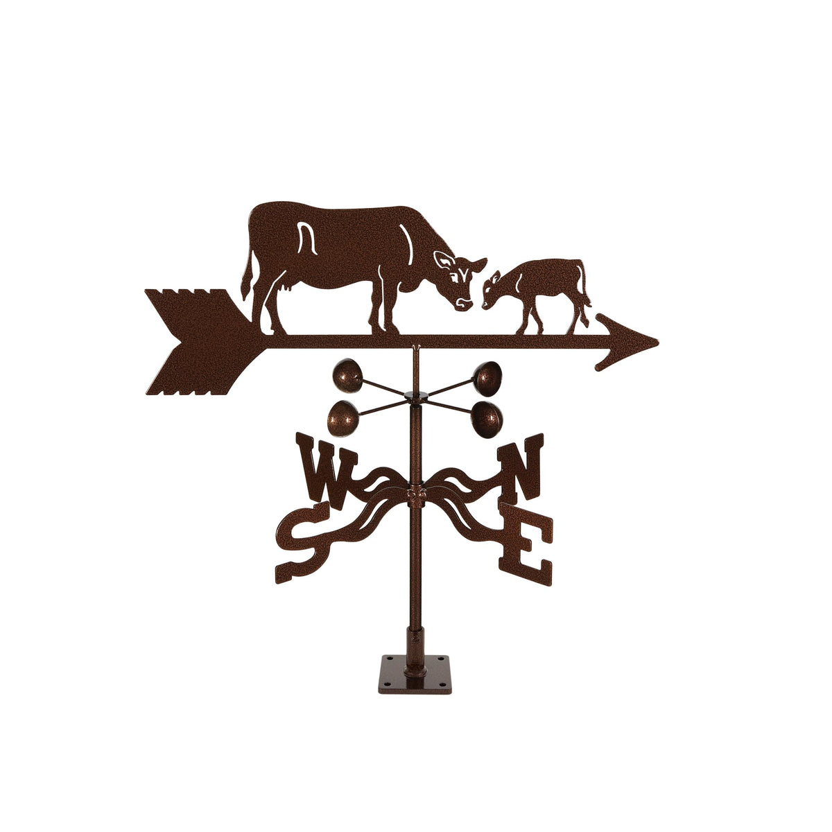 EZ Vane Steel Cow & Calf Weathervane with Wind Cups — 4-Sided Mount