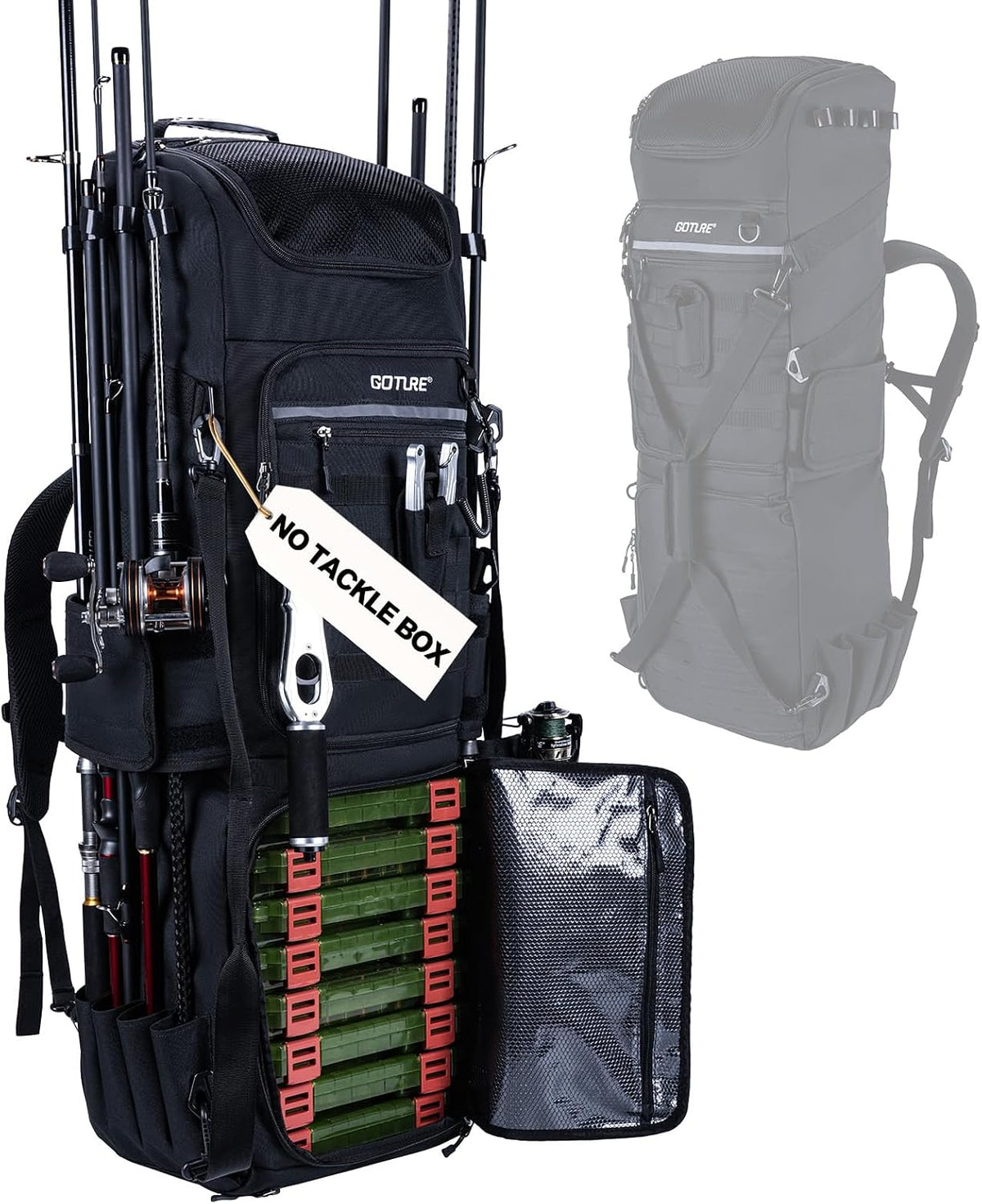 Goture 61L Large Fishing Backpack Tackle Bag, 3-Layer without Box