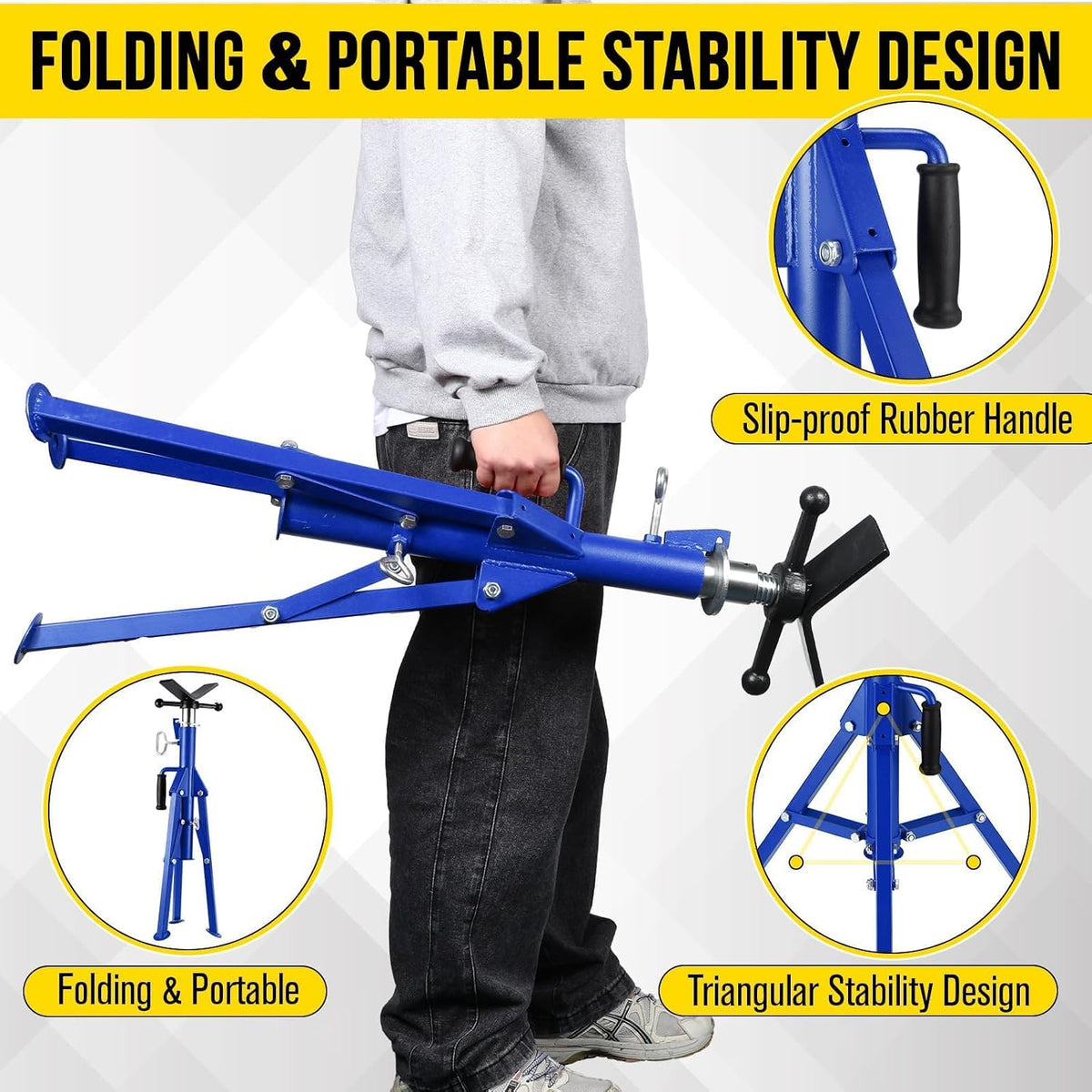 2PCS Pipe Jack Stand, 2500LB Carbon Steel Heavy Duty Pipe Stand,