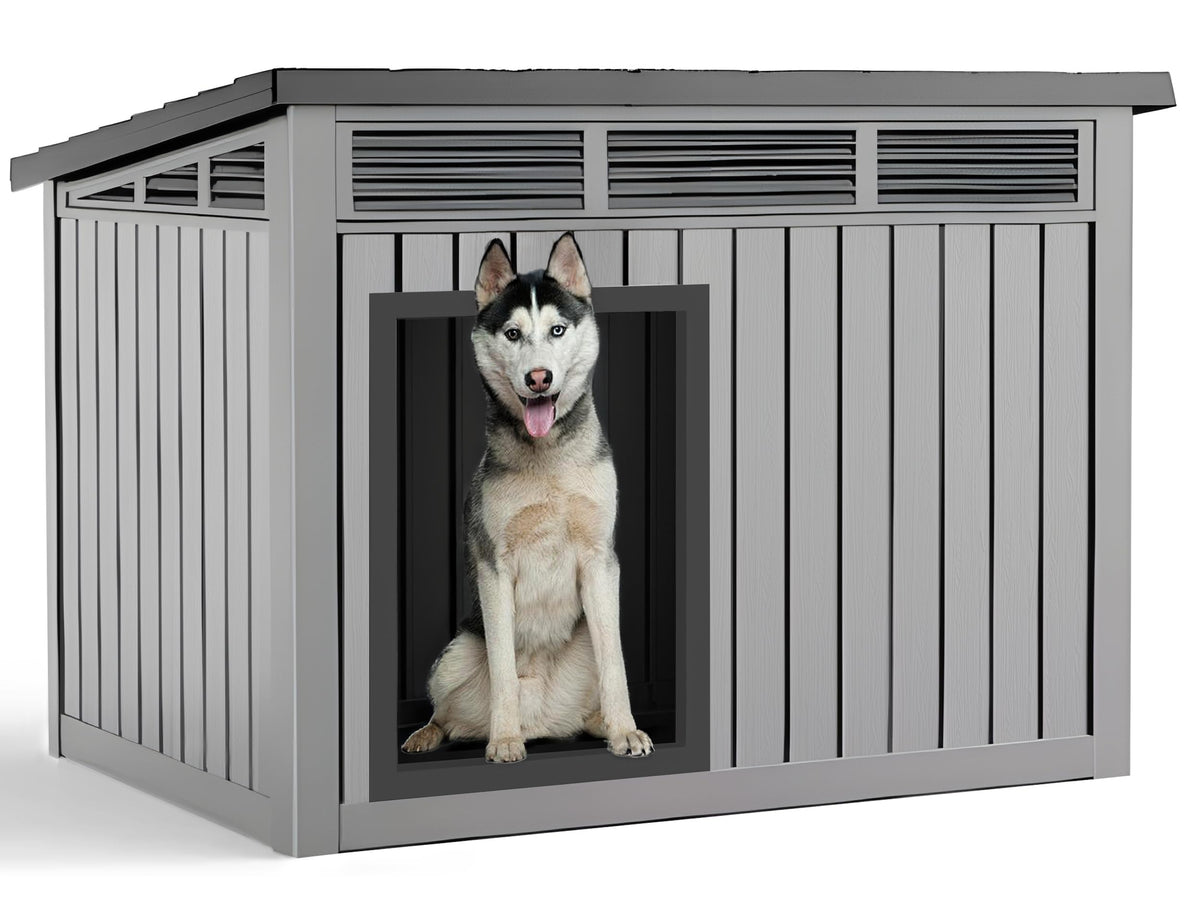 VIXZEN Dog House Outdoor & Indoor, Medium Size, Gray