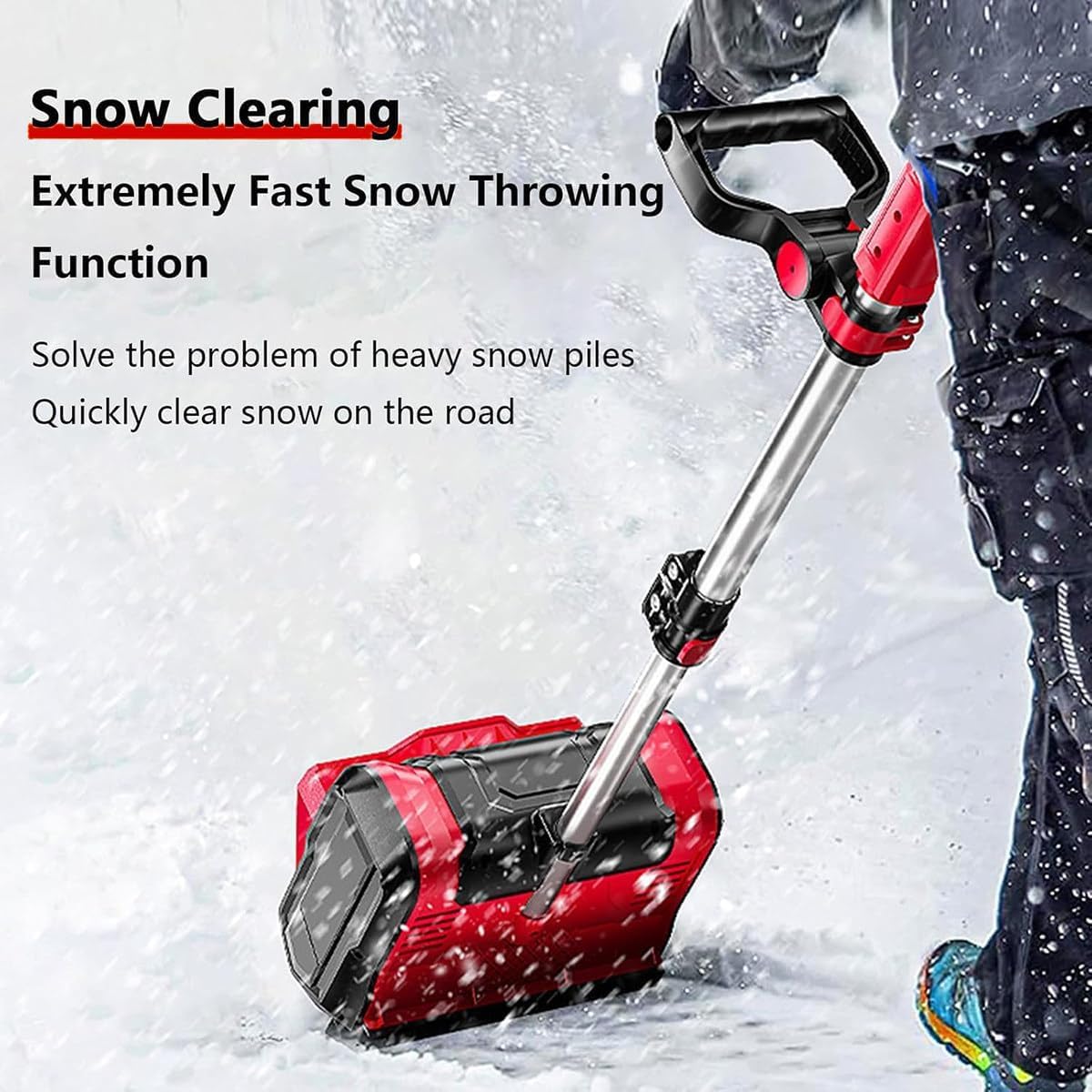 Cordless Snow Blower, Adjustable Handle for Easy Storage, Portable Brushless Electric Winter Snow Thrower - Cleaning Width 30cm/11.8in, for Deck,Steps,Patio,Driveway & Sidewalk Blue 1 Batteries