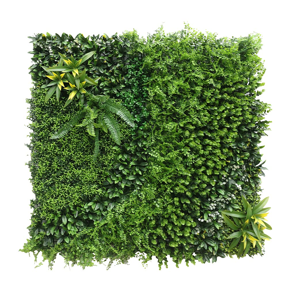 ECOOPTS 20"x20" Faux Ivy Privacy Fence Screen Artificial Boxwood Panels Topiary Hedge Plants for Indoor Outdoor Decoration, #3 Mixed Leaves, 29 Packs