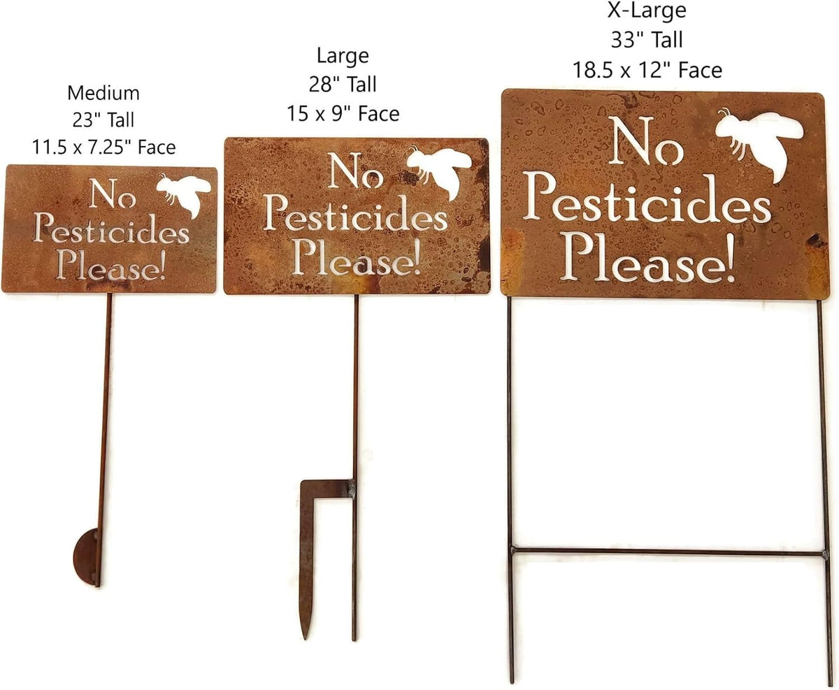 Funny Garden Stake 20 to 33 Inches Tall (No Pesticides Please, XL 33" Tall)