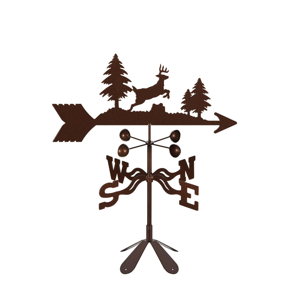 EZ Vane Steel Jumping Deer Weathervane with Wind Cups — 4-Sided Mount