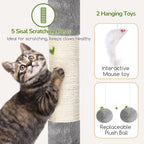 Globlazer 52in Cat Tree Tower for Indoor Cats, 2 Condos, S52, Light Grey