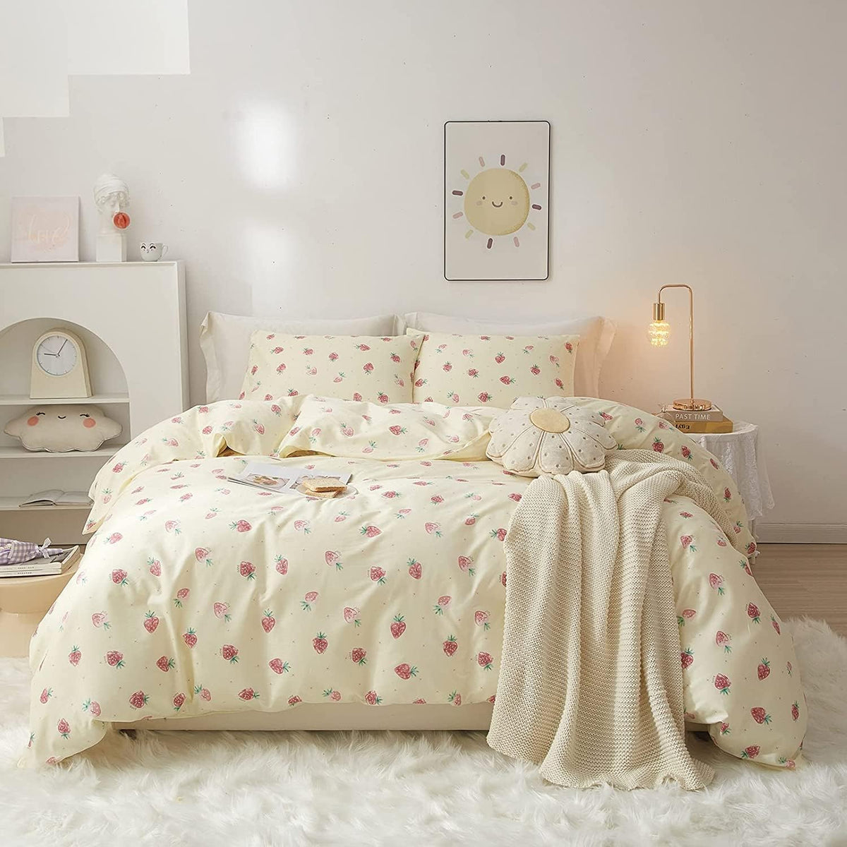 LifeTB Green Floral 100% Jersey Knit Cotton Duvet Cover Queen Vintage Style Botanical Floral Bedding Set Chic Shabby Green Floral Comforter Cover Girl Women Flower Bedding Cover with 2 Pillowcases