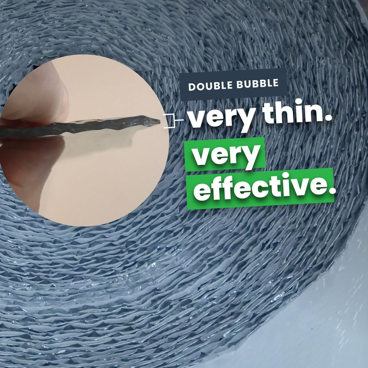EcoFoil Double Bubble Insulation Roll 48" x 75' (300 sq. ft.), 6.35mm Thick, White/Foil, Made-in-USA Double Bubble Reflective Foil Insulation Roll for Cold & Warm Climates, Radiant Barrier