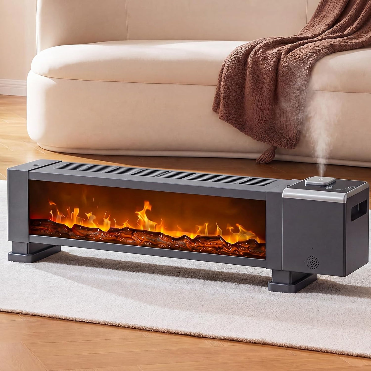 1800W Electric Baseboard Space Heater with Humidifier, 3D Flame