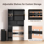 ELYKEN Over The Toilet Storage Cabinet with Pulley & Acrylic Doors, Black