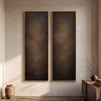 Large Framed Beige Cream Abstract Vertical Wall Art for Hallway, 2 Piece