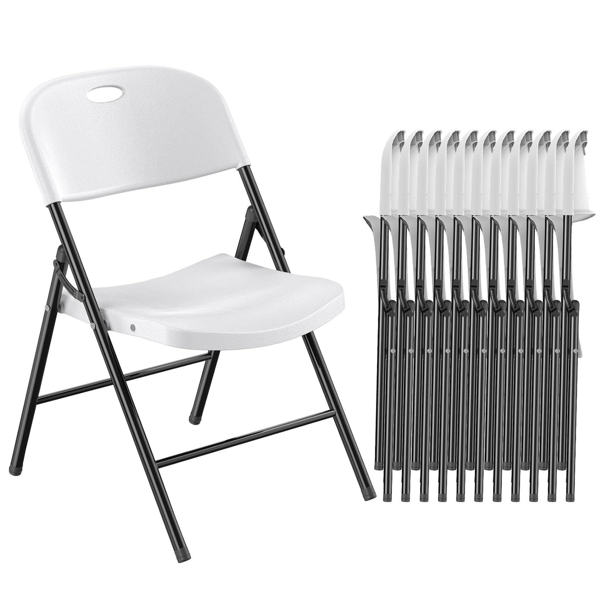 Nazhura 350 Weight Limit Heavy Duty Plastic Folding Chair with Reinforced Steel Frame for Indoor and Outdoor, Wedding, Party, Restaurant, Meeting Room, Patio and Garden