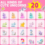 20 Pack Unicorn Bath Bombs for Kids Girls with Toys inside Kids Bath Bombs with Surprise Birthday Gifts for Girls Age 3 4 5 6 7 8 9 10 Years Old Bubble Bath Organic Natural Christmas Stocking Stuffers