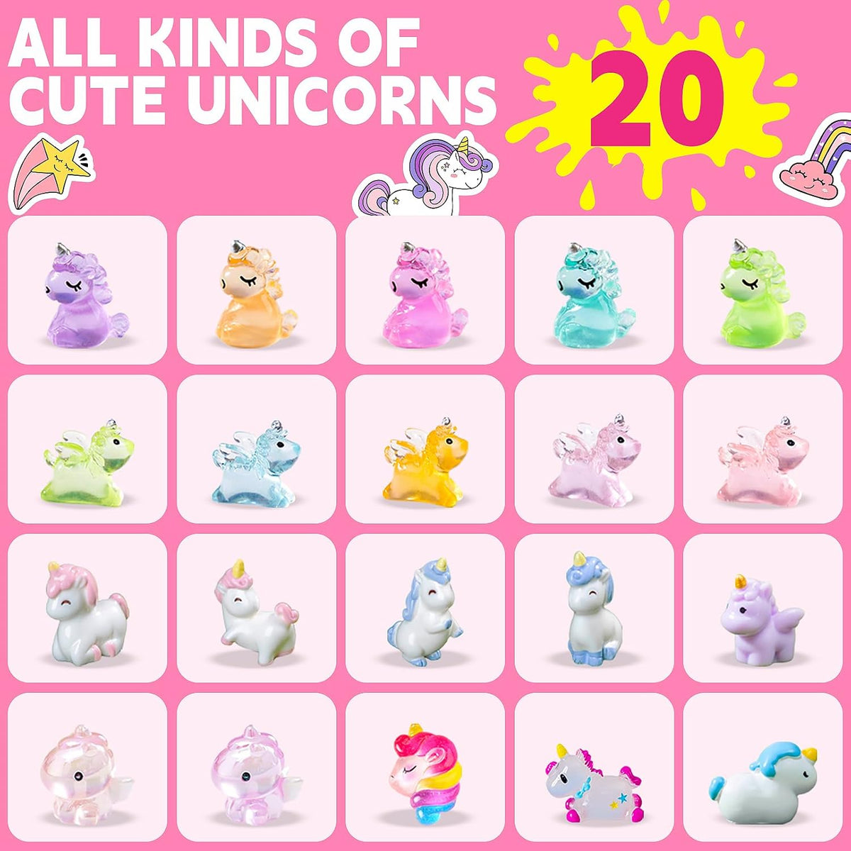 20 Pack Unicorn Bath Bombs for Kids Girls with Toys inside Kids Bath Bombs with Surprise Birthday Gifts for Girls Age 3 4 5 6 7 8 9 10 Years Old Bubble Bath Organic Natural Christmas Stocking Stuffers
