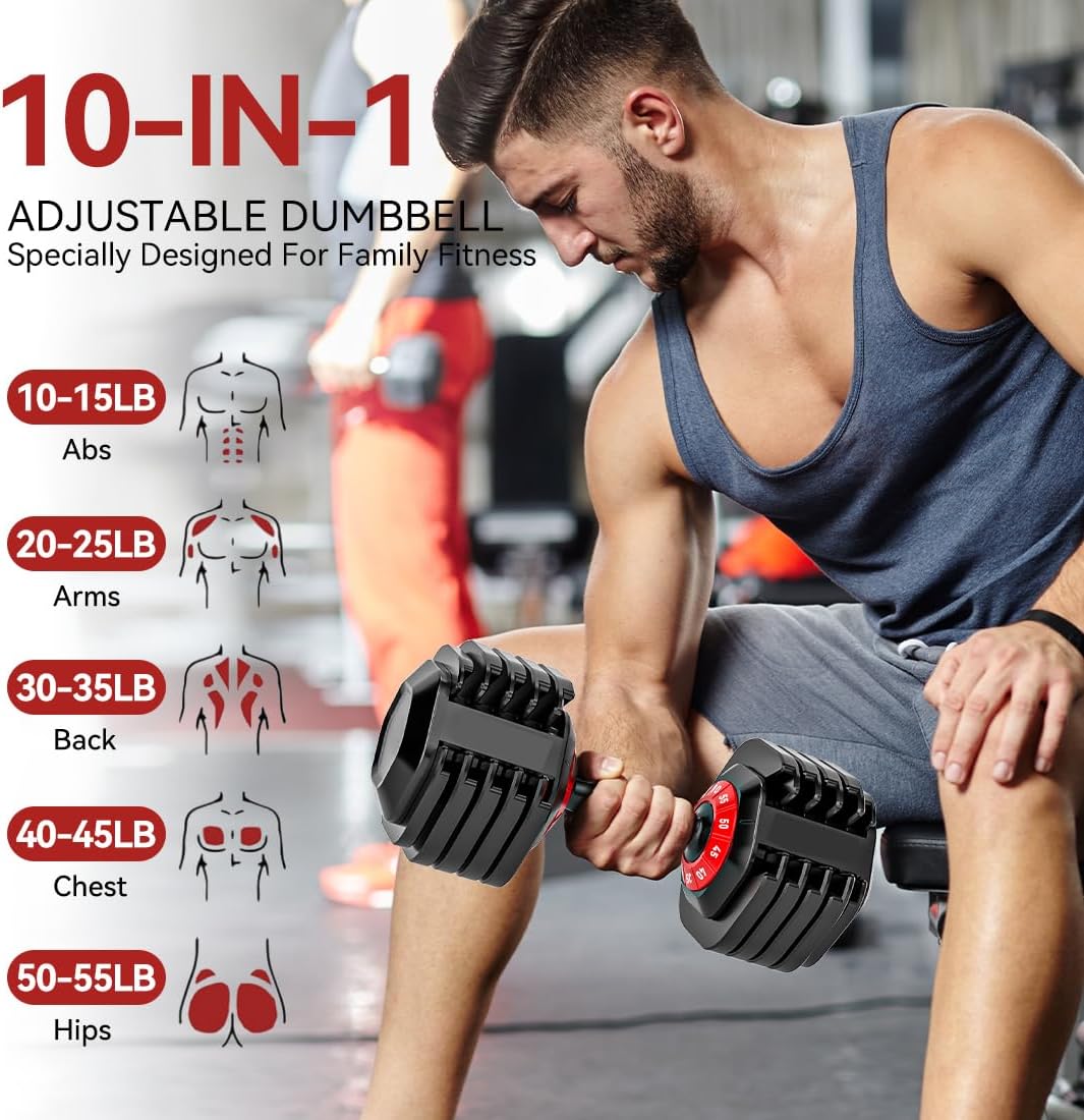 25/50lbs Adjustable Dumbbell Set of 2, 5-in-1 Free Weights Set