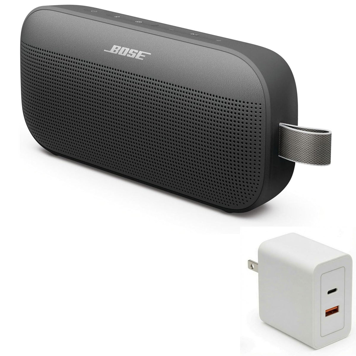 Bose SoundLink Flex Bluetooth Speaker (2nd Gen) Bundle with Fast Charger - Portable Outdoor Speaker with Hi-Fi Audio, Waterproof and Dustproof, USB-C, Up to 12 Hours Battery Life, (Sandstone)