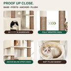 Globlazer Large Cat Tree for Large Adult Cats, Tall Sturdy Cat Tower, S80