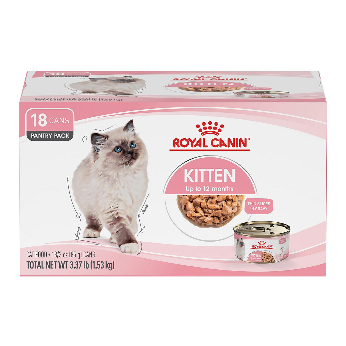 Royal Canin Feline Health Nutrition Kitten Thin Slices in Gravy Cat Food, 3 oz (Pack of 24).