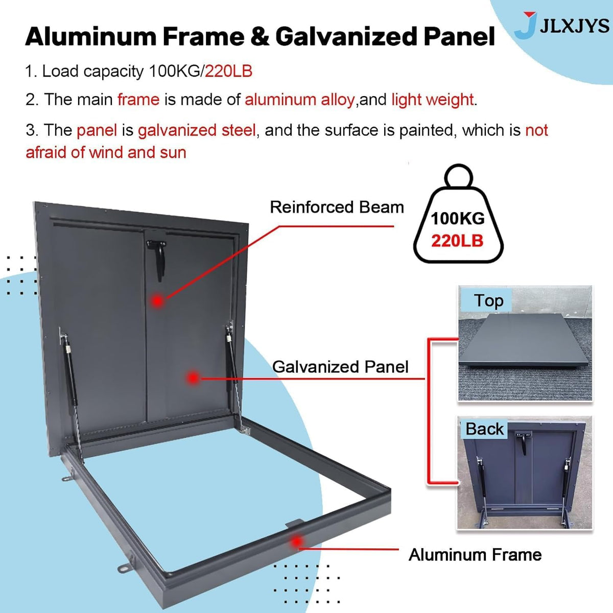 Dark Gray Manhole Cover Inspection Well Covers 20" 22 24 26 28 30 32 34 36 38 40 Inch, Basement Access Lid Weatherproof Roof Hatch Cover, Rainproof Leakproof Roof Exit Lid(20"x22")