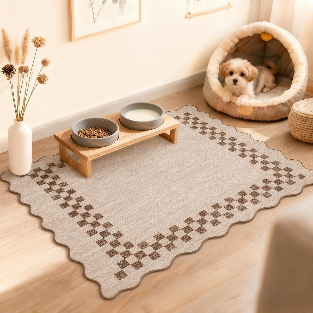 GarveeHome 5x7 Washable Area Rug Checkered Rug for Bedroom Living Room