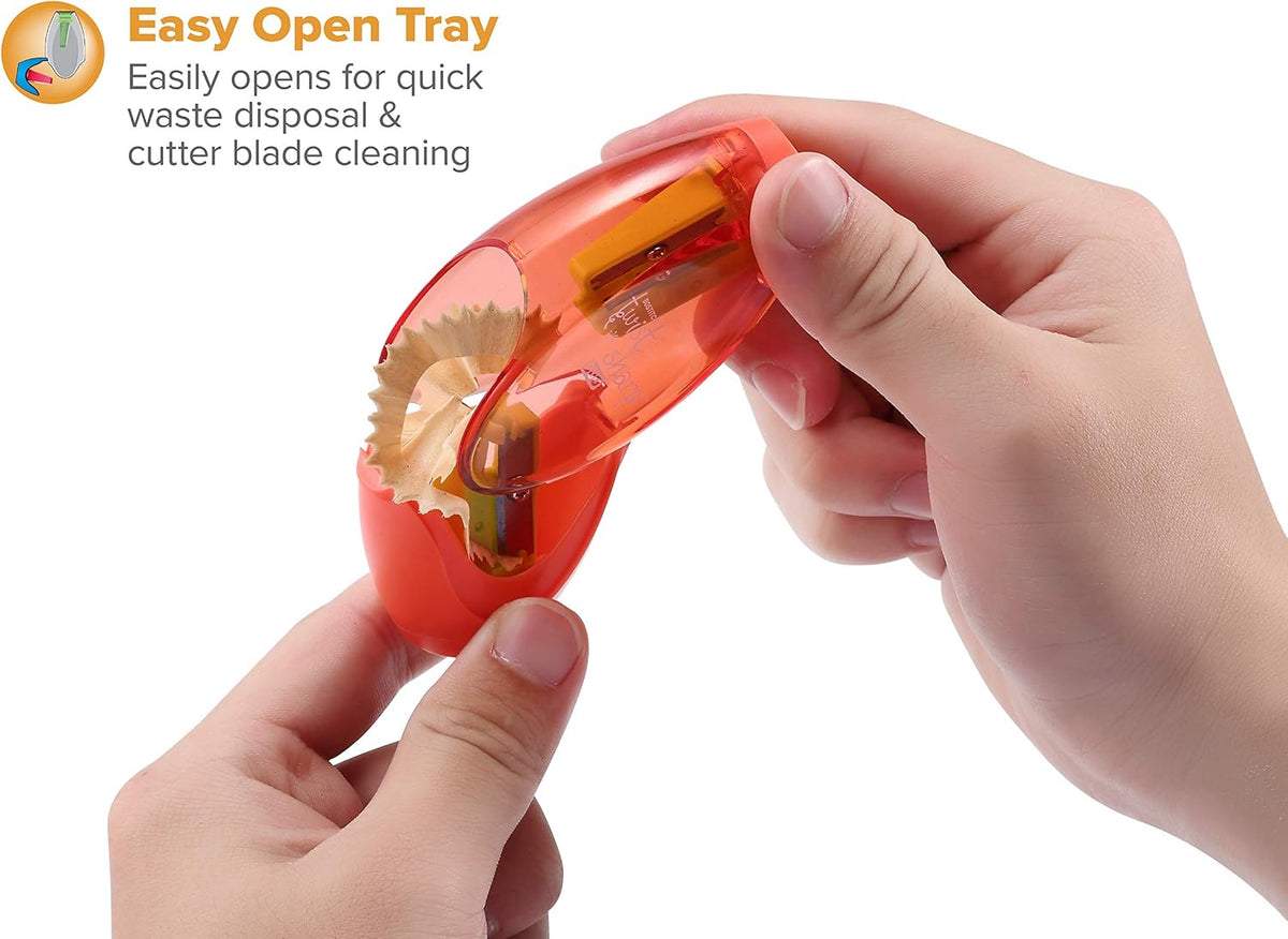 Bostitch Manual Pencil Sharpener | Double Hole | Tip Saver Technology | With Shavings Drawer | Assorted Colors, Pack of 36