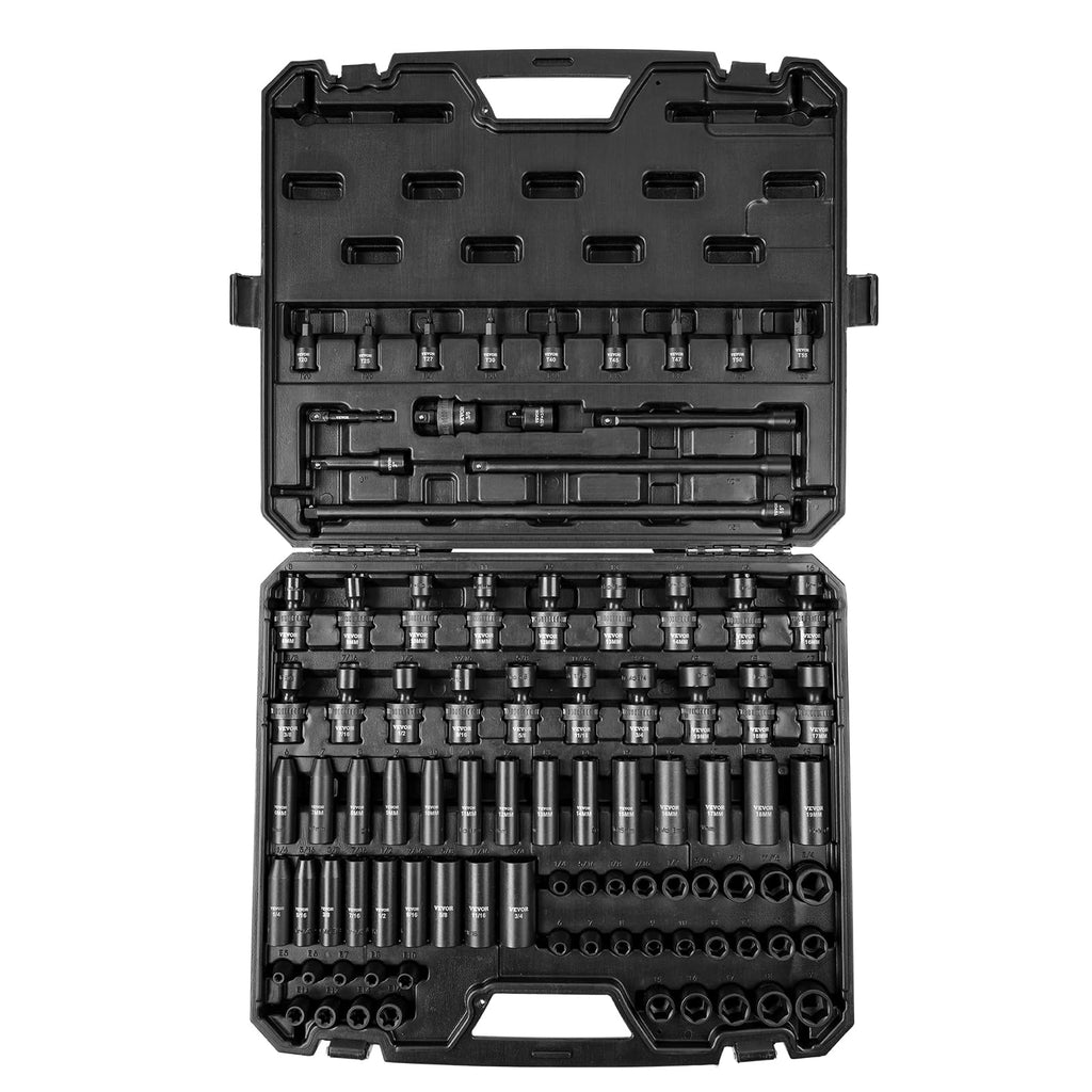 VEVOR 91-Piece 1/2" Drive Impact Socket Set, Deep & Shallow Kit