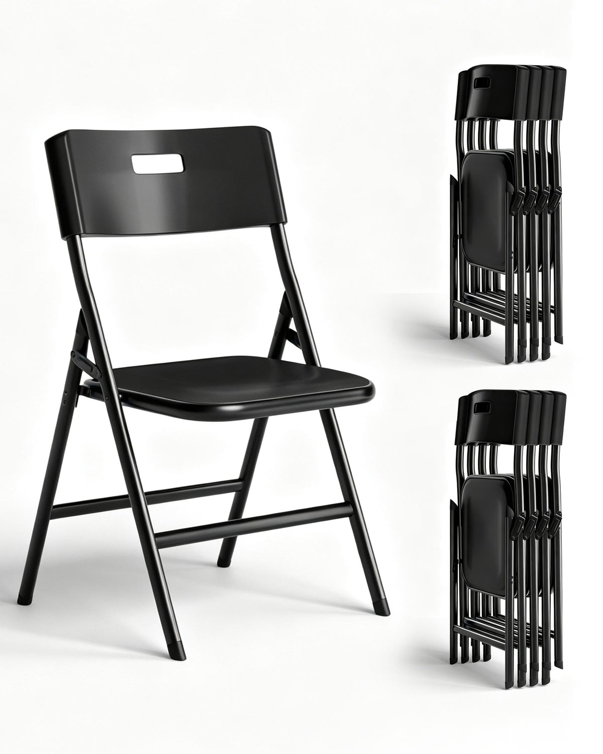 Folding Chairs, 600lbs Capacity, Heavy-Duty Commercial Stackable Plastic Foldable Chairs for Indoor/Outside, Office, Kitchen, Party, Patio(White, 10 Pack)