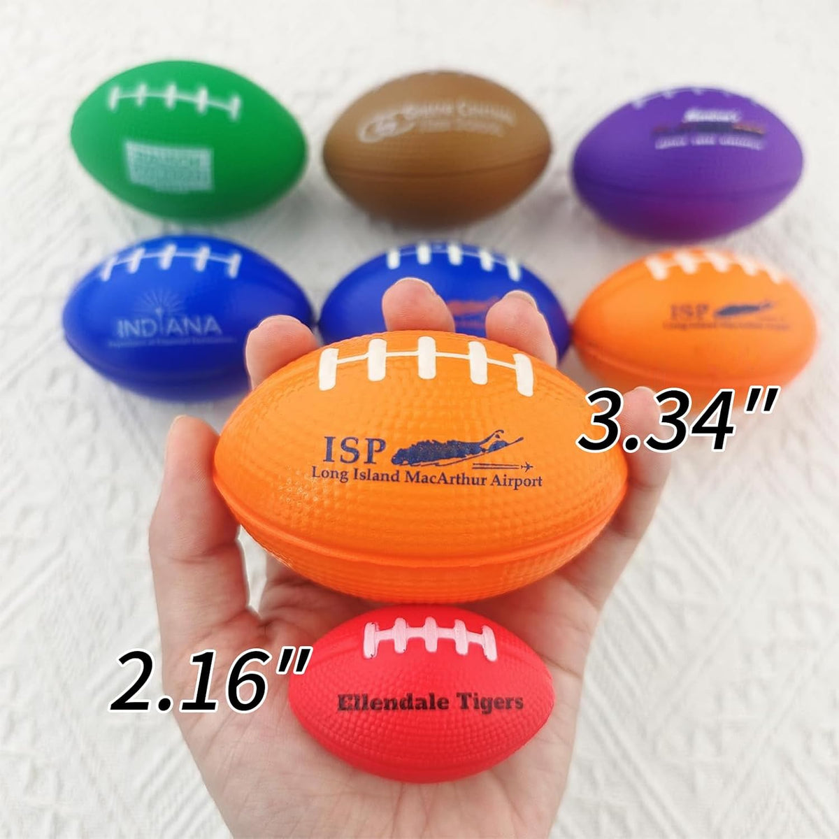 Custom Football Grip Strengthener with Logo–PU Foam Squeeze Ball for Stress Relief,Hand Exercise & Office Fidget.