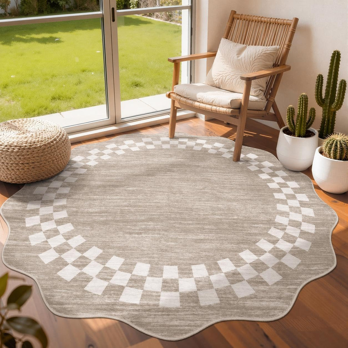 GarveeHome 5x7 Washable Area Rug Checkered Rug for Bedroom Living Room