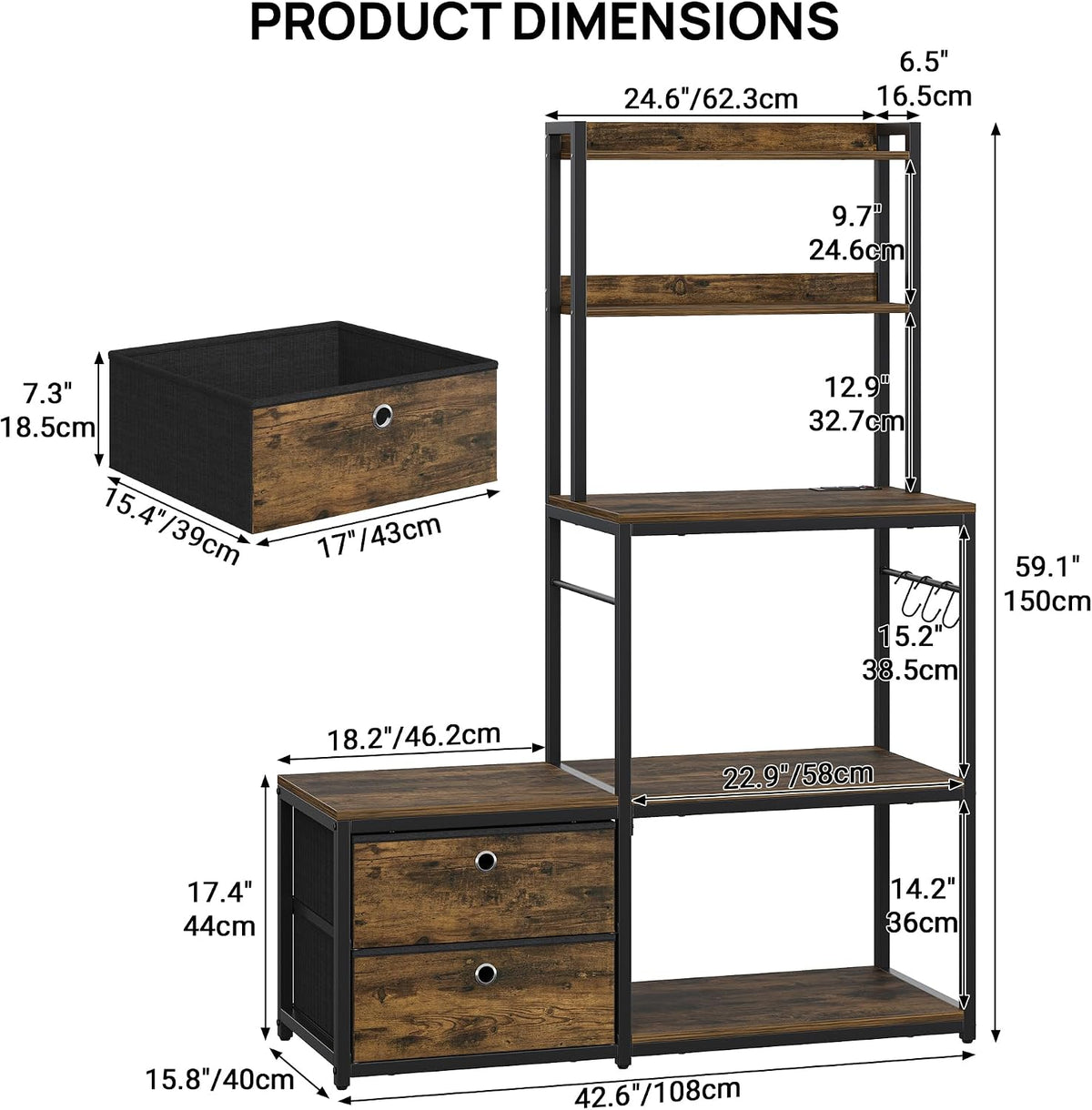 Furniouse Mini Fridge Stand with Storage, Refrigerator Cabinet with Power Outlet - Multifunctional Microwave Stand, Coffee Bar Station for Dorm, Office and Kitchen, Rustic Brown