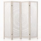 GIANTEX 3 Panel Folding Room Divider with Mesh Window, Distressed Brown