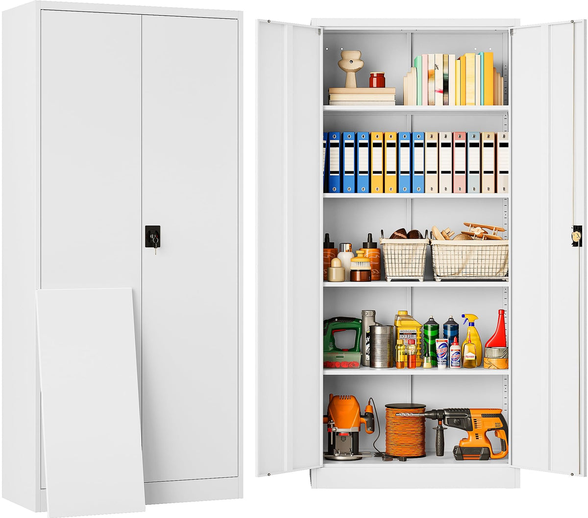 SISESOL Small Metal Storage Cabinet with Doors and Shelves,36 inch Black Locking Garage Cabinet,Lockable Short Steel Cabinets for Home,Office,Shop,Garage