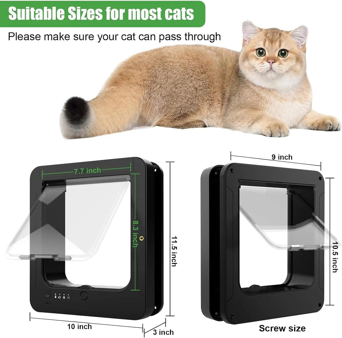 Automatic Pet Door with Microchip Technology Includes 2 Sensor Collars and Remote Ideal for Cats and Small Dogs