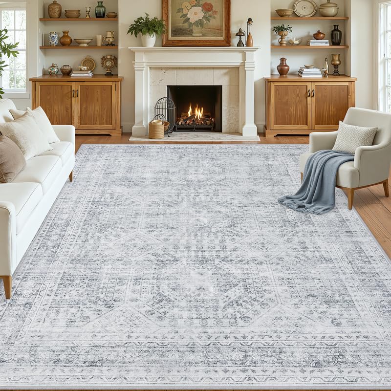 8x10 Area Rugs Living Room: Bedroom Washable Carpet Beige/Ivory